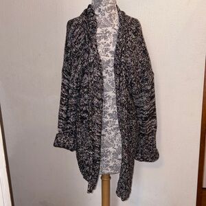 Michael Stars Multicolor Black Woven Cardigan Sweater